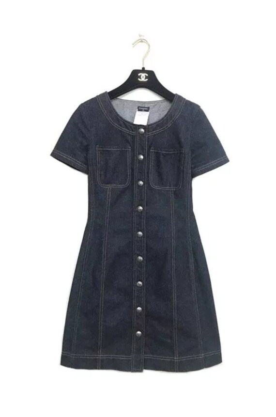 Vintage CHANEL 97P 1997 CC Logo Denim Short Sleeve Dress - Etsy Hong Kong Vintage CHANEL 97P 1997 CC Logo Denim Short Sleeve Dress - Etsy Hong Kong