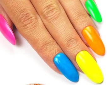 Neon fluorescent nail dip/mix powder