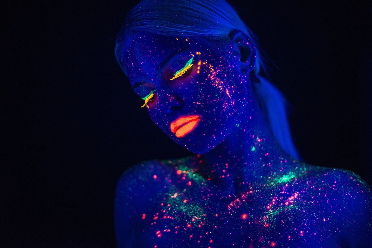 UV Neon Face & Body Paint Glow Kit 6 Bottles 2 Oz. Each Top Rated  Blacklight Reactive Fluorescent Paint Safe, Washable, Non-toxic 