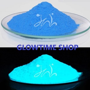 luminescent, Luminous- glow in the dark pigment! Mix with every transparet base- paint, varnish, epoxy ect. Glowing blue pigment