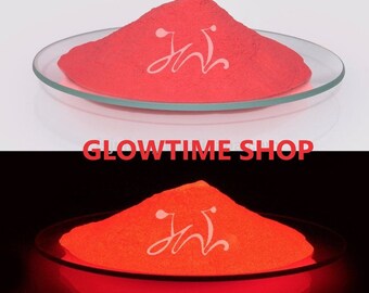 Glow in the dark powder pigment RED! Mix with every transparent base - paint, varnish, epoxy resin, wax, glass...