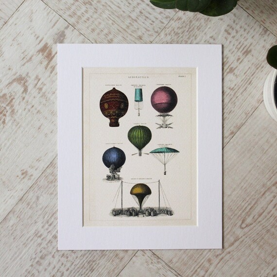 Hot Air Balloon Print Vintage Nursery Wall Decor White Etsy
