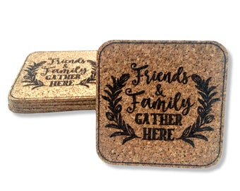Posavasos de corcho grabados - Cita familiar - Juego de 6