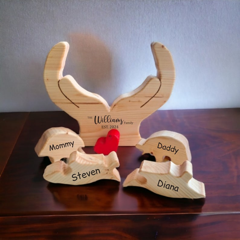 Heart Shape Wooden Family Puzzle, Personalized Family Gift, Custom Engraved Family Keepsake image 6