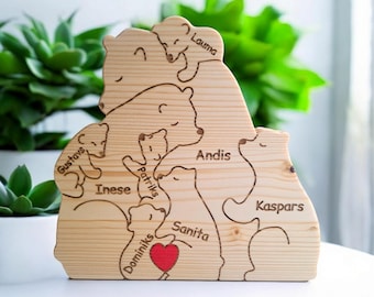 Decoración de mesa familiar de madera personalizada con nombres personalizados: un regalo conmovedor