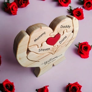 Heart Shape Wooden Family Puzzle, Personalized Family Gift, Custom Engraved Family Keepsake image 5