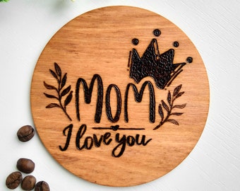 Wooden Coffee Mug Coasters For Mom - Handcrafted Coasters Made from Birch Plywood | Great Gift Ideas for Mother Day