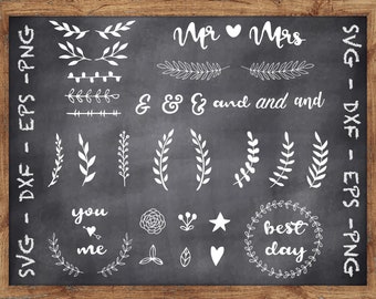 Floral Wedding SVG Files - Wedding Flower SVG - Mr Mrs SVG - Best Day Cricut Svg - Flower Silhouette - Branches Svg - Get Married Clipart
