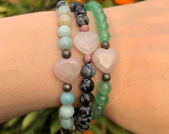 Rose Quartz Heart healing crystal manifestation bracelet