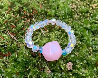 Geometric Rose Quartz Ring (stretchy)