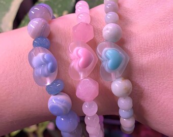 Puffy Herz Kristall Manifestation Armbänder