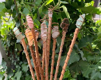 Large electroculture gardening stakes with copper and crystals