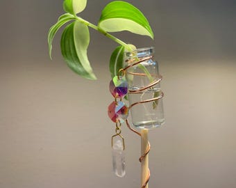 Limited edition medium electroculture gardening stakes with copper and crystals