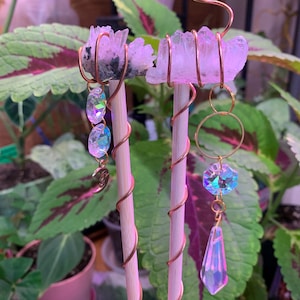 Limited edition large electroculture gardening stakes with copper and crystals