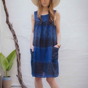 Indigo Floral Vintage Inspired Muumuu Dress