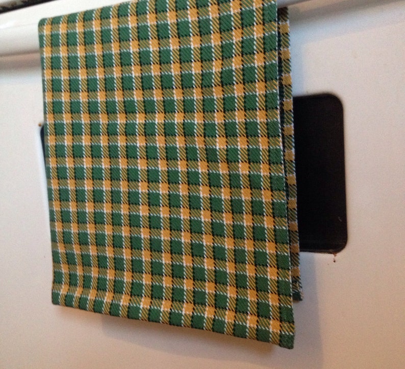 Set of 2 Large Handwoven Tea Towels Green and Gold