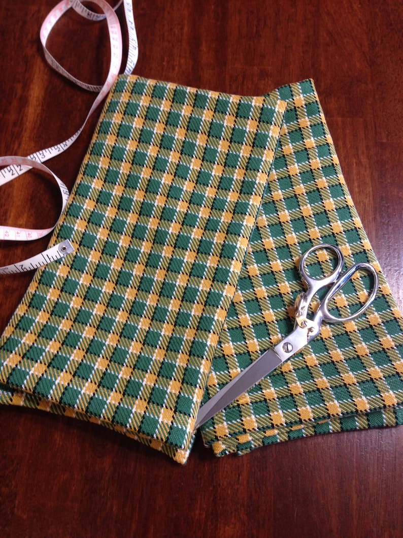 Set of 2 Large Handwoven Tea Towels Green and Gold
