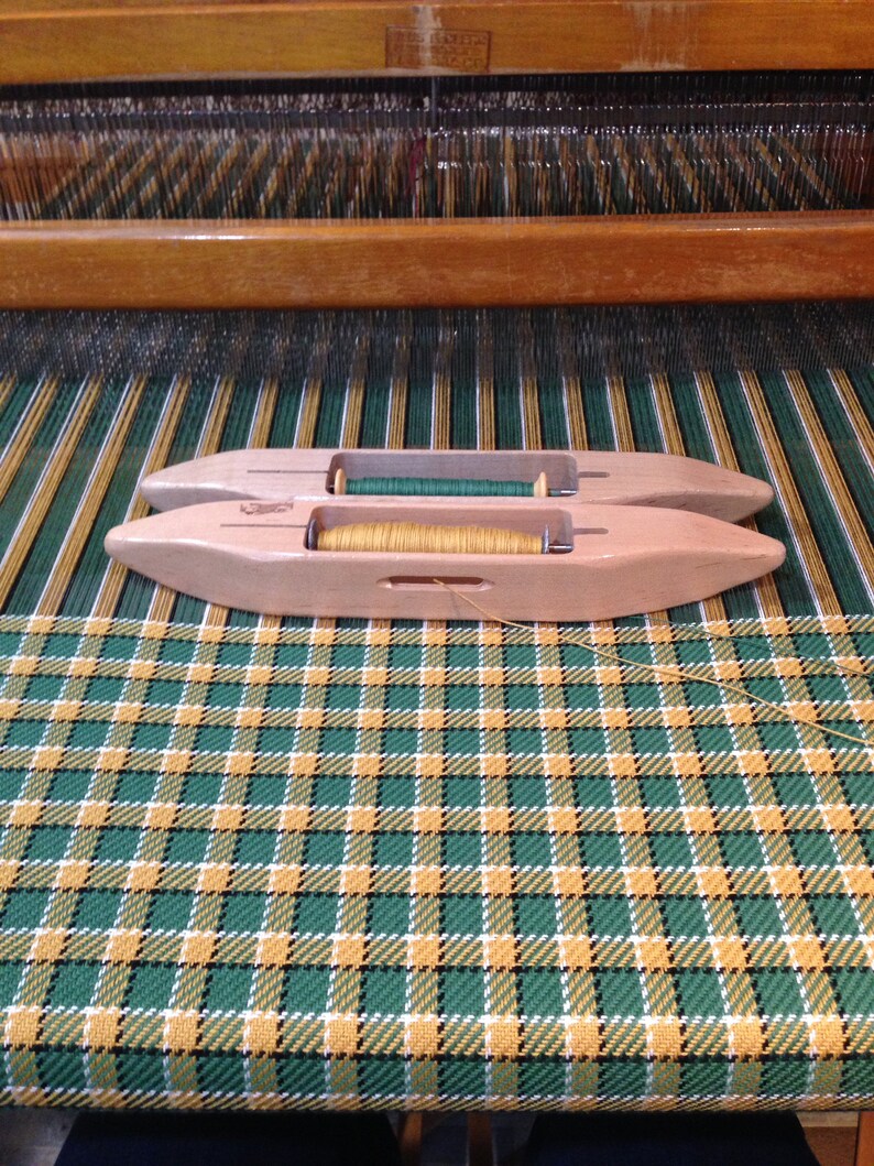 Set of 2 Large Handwoven Tea Towels Green and Gold