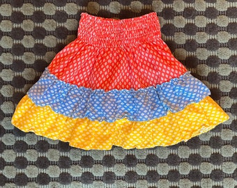 1970s Girl size Boho-style Cotton Tiered Summer Skirt