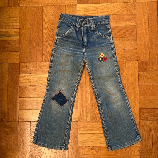 Jeans pour enfant des années 1970 par Wrangler - taille 6 Slim