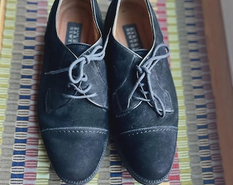 Barneys NY Italian Black Suede Men's Dress Shoes (7) with Barney Shoe bag