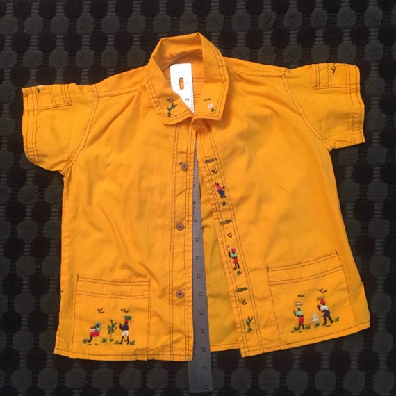 Child’s 100% cotton orange Summer Guayabera-style… - image 1