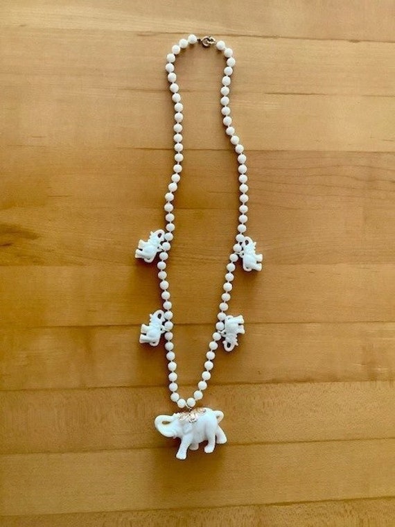 White Elephant Charm Necklace
