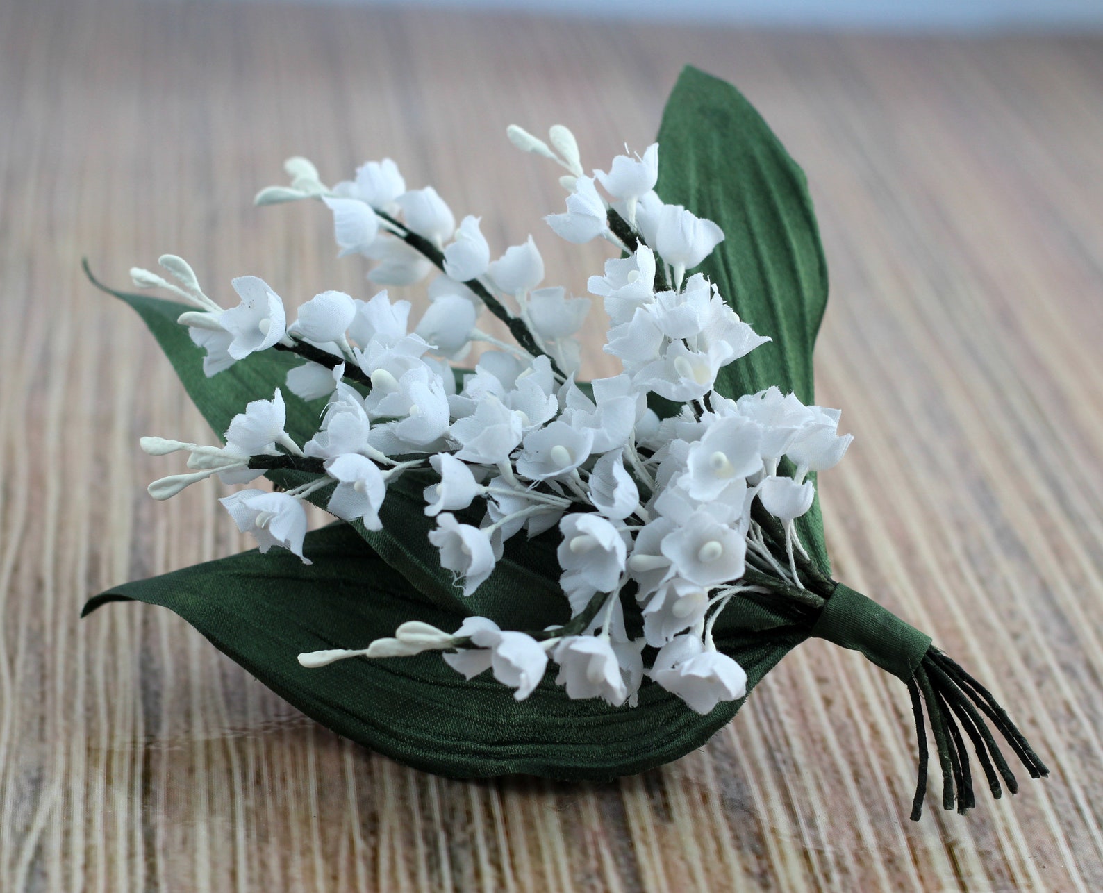 Artificial White Lily of the Valley made of silk Brooch Etsy