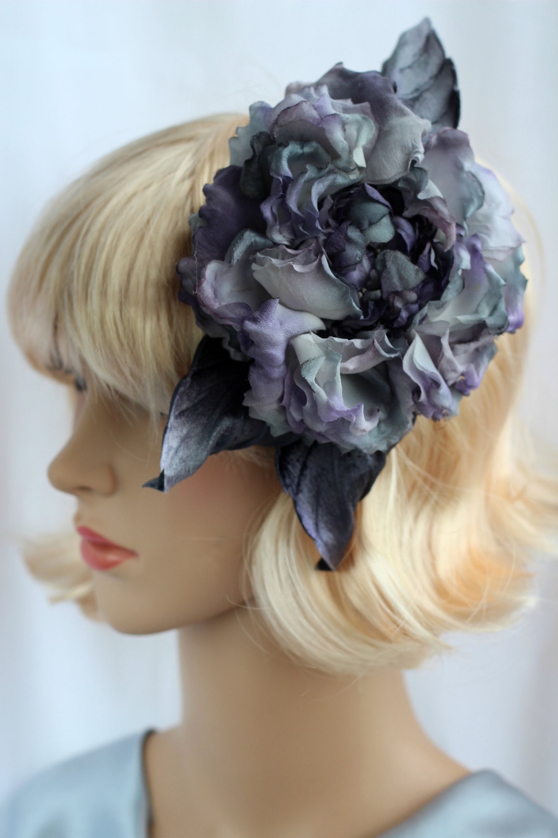 Brooch Rose Silk Flower Brooch Flower Gray Rose Artificial Etsy