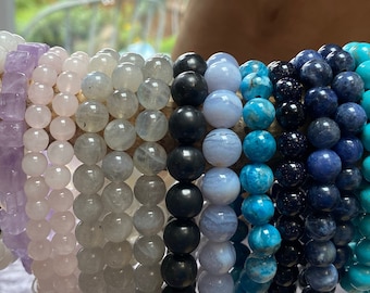 Various handmade Gemstone Bracelets 8mm