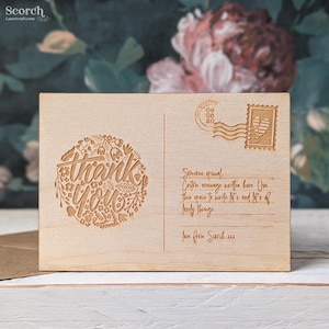 Grazie cartolina in legno