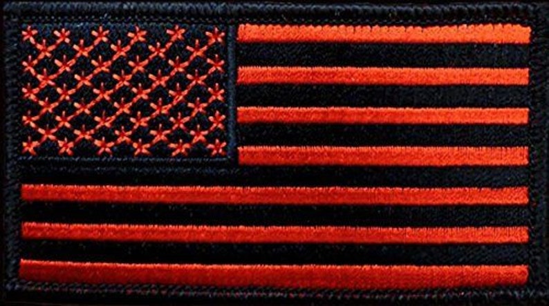 1 of Hook /&Loop Fastener Patch w Firefighter Fireman United States of America USA Armed Forces Badge Black, Red 5 x 3 Inch Custom
