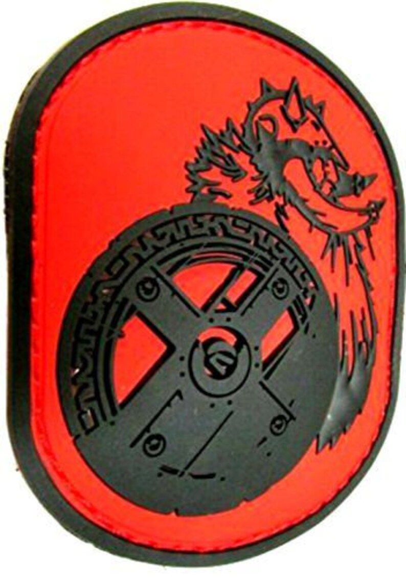 Custom Made 3.2 x 2.6 Inch 1 of Hook and Loop Fastener Patch w Berserker Barbarian Viking Nordic Warrior King Ancient Badge Black Red