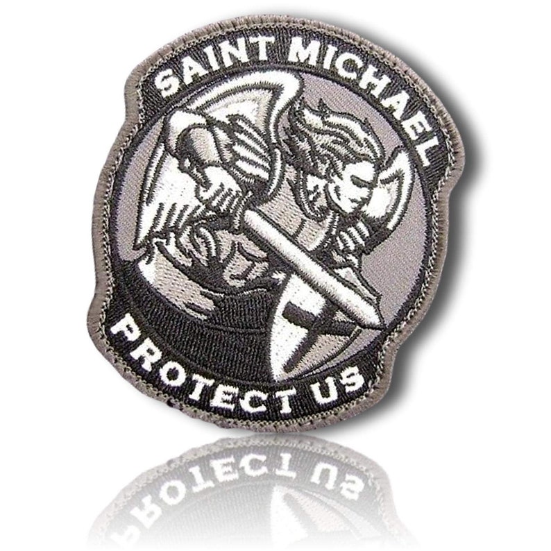 1 of Hook Loop Fastener Patch w Saint Michael The Archangel Warrior Protect Us Bible Heaven Angel Guardian 3.5 x 2.7 Inch Custom Made