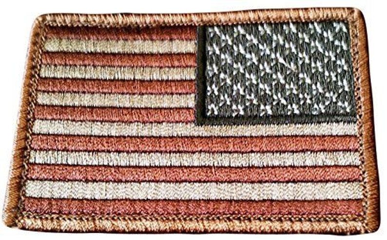 Blue, Red 1 of Hook and Loop Fastener Patch w Patriot Rustic National American Flag Stars and Stripes Design 3 x 2 Inches Custom Made
