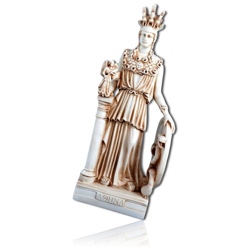 1 of Athena Minerva Pallas Goddess Of Wisdom Greek Greece Rome Roman Empire Mythology Old Age Vintage Patina Style Statue Figurine Sculpture