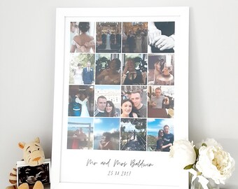 Personalised photo collage print - Wedding, family, newborn wall art - Keepsake poster - Custom gift