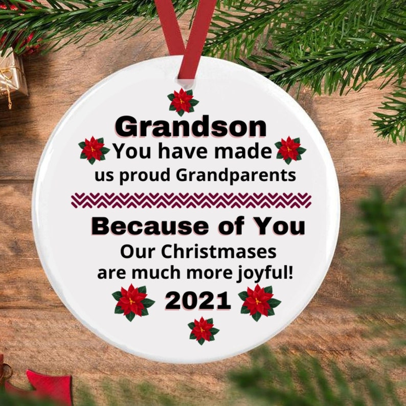 Inspirational Christmas Ornament for Grandson or Granddaughter from Grandparents Customized Family Christmas Gift for Grandchildren