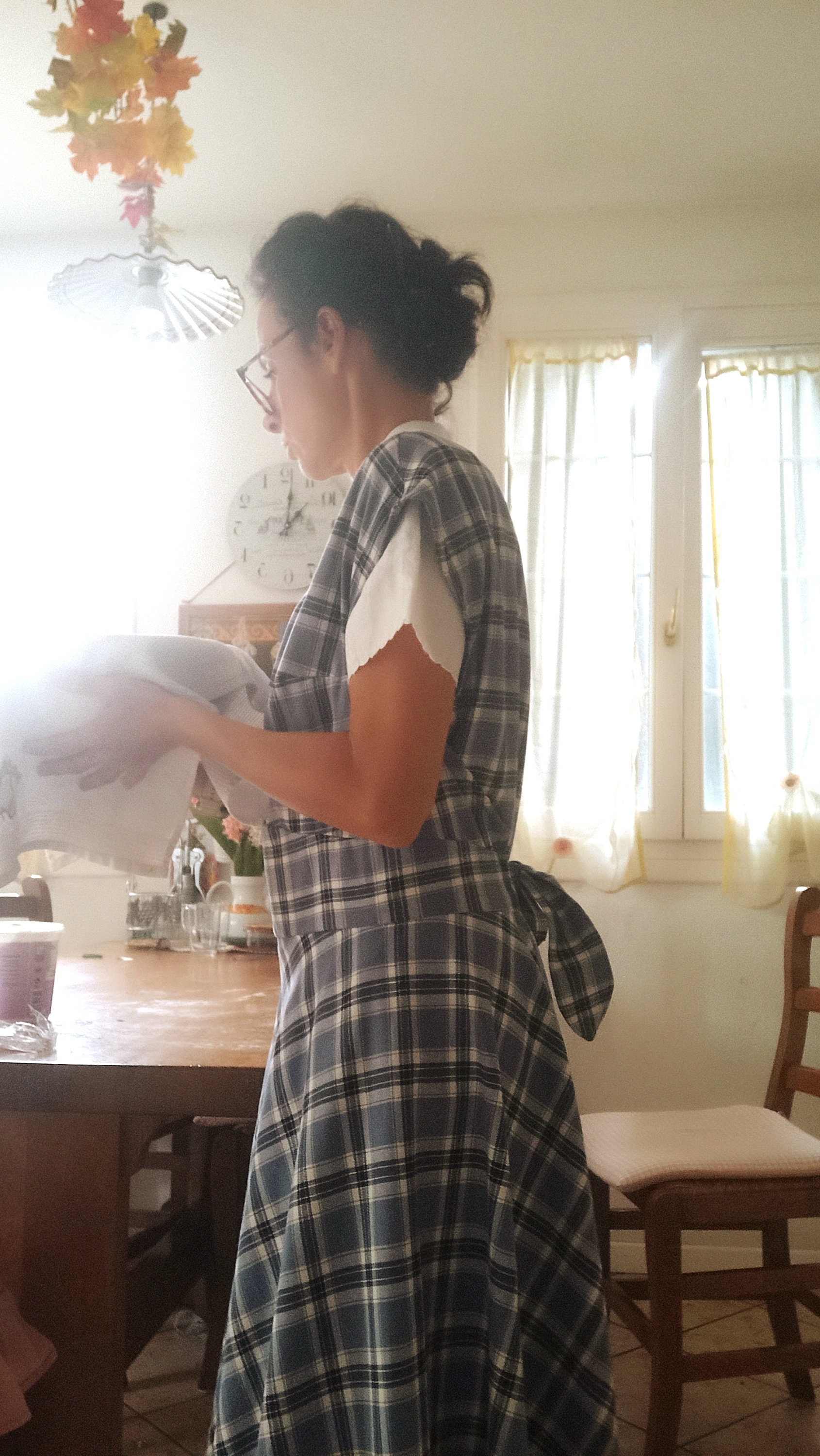 blue plaid apron dress Blue Planet | Plus Size Plaid Wide Strap Overall Dress main image 0