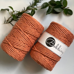 TERRACOTTA Macrame String, 5mm Single Twist by Bobbiny. A beautiful southwest inspired color, made from Recycled Cotton