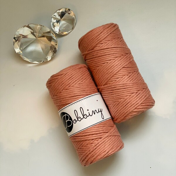 TERRACOTTA 3mm Single Twist Cotton von Bobbiny, für Makramee und Wohndekor
