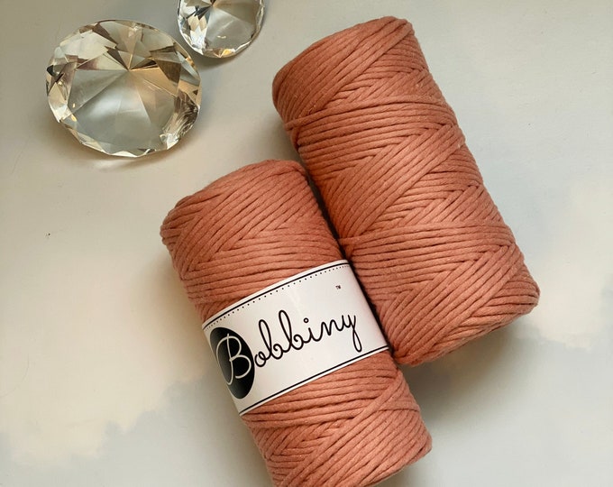 TERRACOTTA 3mm Single Twist Cotton by Bobbiny, for macrame and home decor