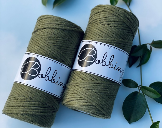 AVOCADO 3mm Single Twist premium cotton, Bobbiny macrame rope, 100 meters (108 yards), a Best Selling Color!