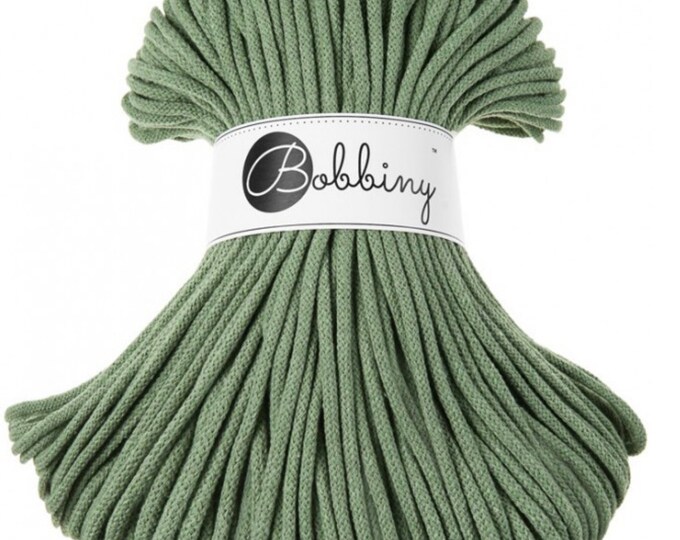 EUCALYPTUS (Green) 5mm BRAIDED CORD By Bobbiny for macrame, crochet, knitting, fibreart
