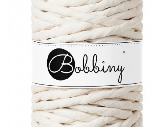 NATURAL 9mm Single Twist String, Natural color, by Bobbiny, for chunky macrame and weaving projects!