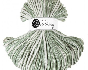 MAGIC GREEN 5mm Bobbiny BRAIDED for macrame, crochet, knitting projects. Great for crochet pillows, macrame table runner, crochet handbags