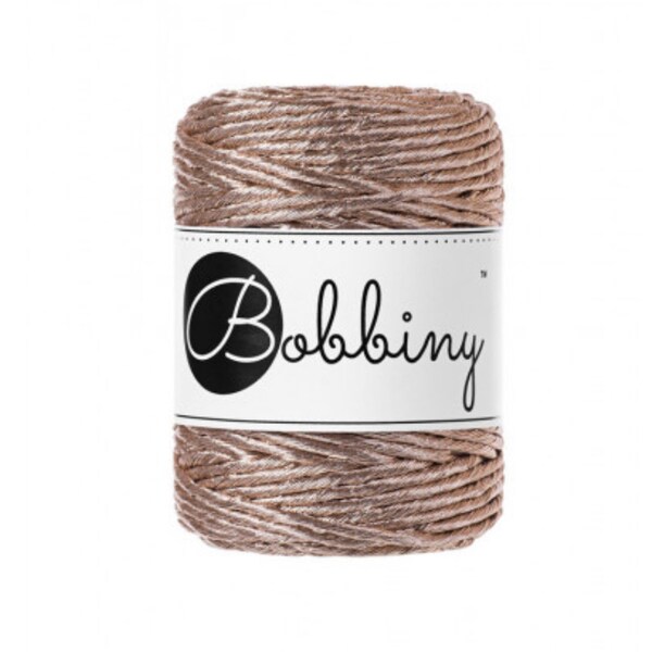 CHAMPAGNE METALLIC macrame cord! Bobbiny, 3mm Single Twist, macrame, weaving, Coasters, Gifts, 50 meters (54 yards), so GORGEOUS!