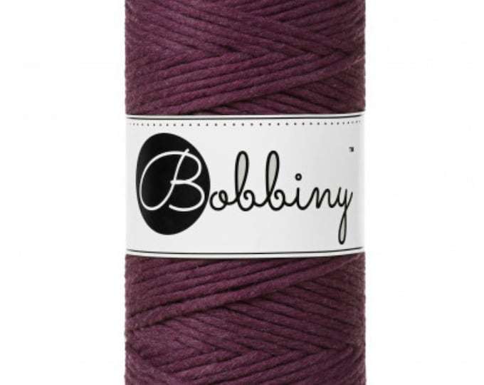 BLACKBERRY 3mm Single Twist Cotton by Bobbiny for Macrame and Fibreart, new for Fall 2020 and gorgeous!