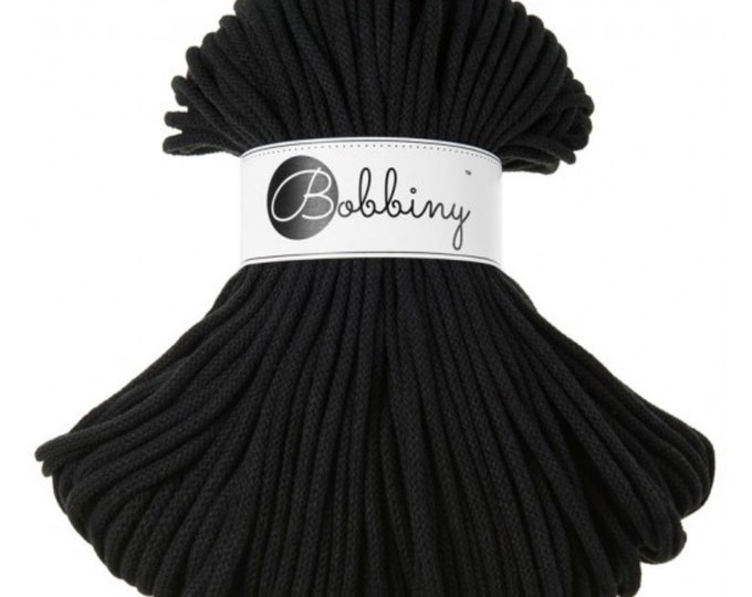 BLACK 5mm BRAIDED CORD by Bobbiny for macrame projects, crochet, knitting