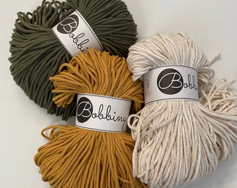 3mm JUNIOR BRAIDED CORD, by Bobbiny. Perfect for crochet, knitting and macrame projects, baskets, key chains, handbags, cushions.